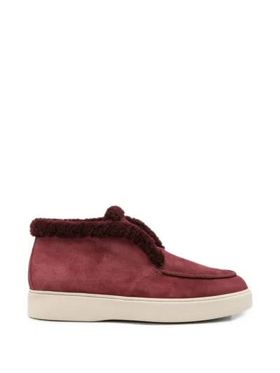Officine Creative Frame Shearling-trim Loafers In Red