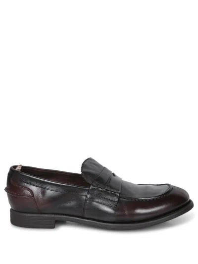 Officine Creative Fringe Design Brown Loafers With Hand-stitched Detailing In Grey