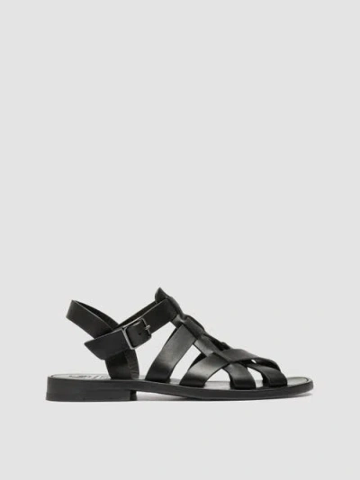 Officine Creative Ganema 105 Leather Fisherman Sandals In Black