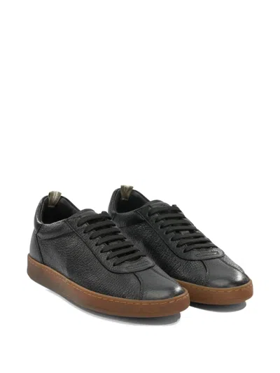 Officine Creative Halo Grainy-leather Sneakers In Black