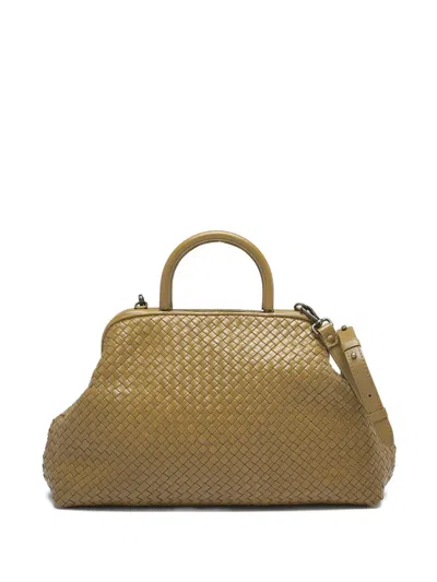 Officine Creative Helen Woven Top-handle Shoulder Bag In Yellow