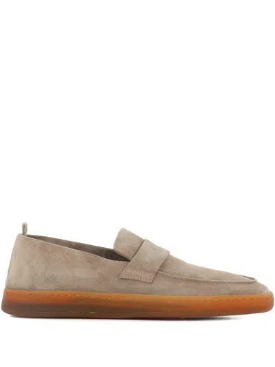 Officine Creative Herbie Suede Strap-detail Loafers In Neutral