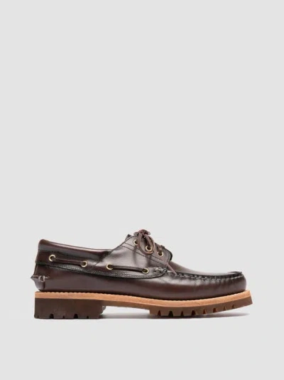 Officine Creative Heritage Flexi 001 Leather Boat Shoes In Brown