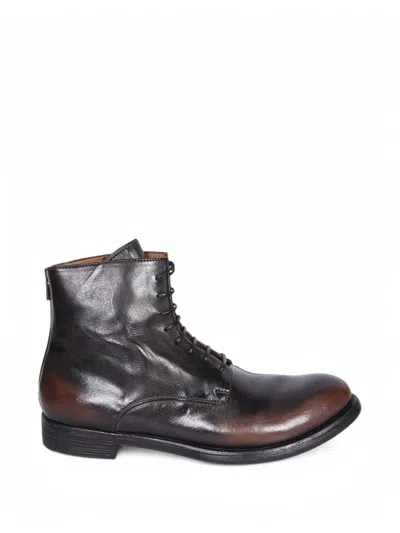 Officine Creative Hive 016 Lace-up Leather Boots In Animal Print
