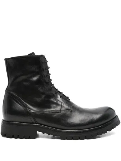 Officine Creative Ikonic 001 Lace-up Zip Boots In Black