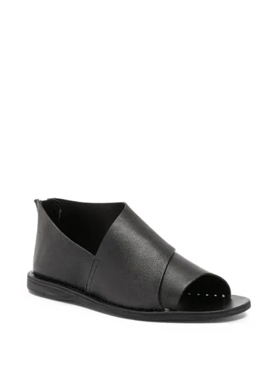Officine Creative Itaca 046 Flat Leather Sandals In Black
