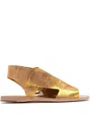 Officine Creative Itaca Zip Sandal In Gold