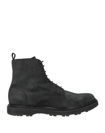 Officine Creative Italia Man Ankle Boots Black Size 13 Leather In Animal Print