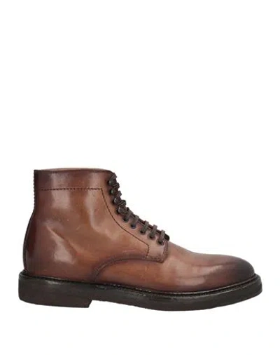 Officine Creative Italia Man Ankle Boots Brown Size 8 Leather
