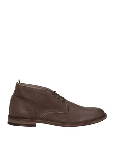 Officine Creative Italia Man Ankle Boots Chocolate Brown Size 8 Leather