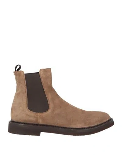 Officine Creative Italia Man Ankle Boots Khaki Size 10.5 Leather In Beige