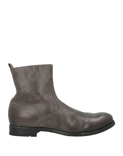 Officine Creative Italia Man Ankle Boots Lead Size 12 Leather In Gray