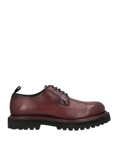 Officine Creative Italia Man Lace-up Shoes Burgundy Size 7 Soft Leather In Red