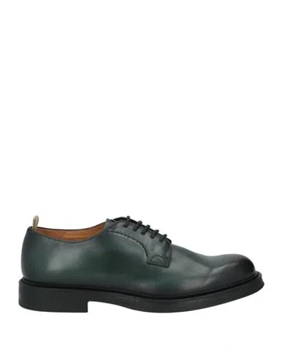 Officine Creative Italia Man Lace-up Shoes Dark Green Size 9 Leather
