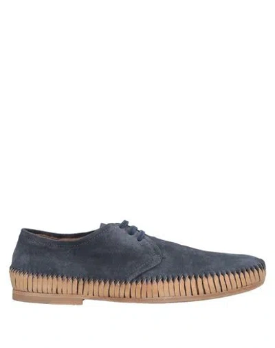 Officine Creative Italia Man Lace-up Shoes Slate Blue Size 7 Soft Leather