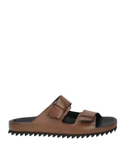 Officine Creative Italia Man Sandals Khaki Size 7 Leather In Beige