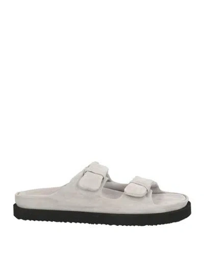 Officine Creative Italia Man Sandals Light Grey Size 7 Leather In Gray