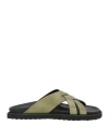 Officine Creative Italia Man Sandals Military Green Size 8 Leather