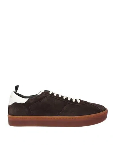 Officine Creative Italia Man Sneakers Dark Brown Size 9 Leather In Animal Print