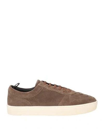 Officine Creative Italia Man Sneakers Taupe Size 8 Leather In Animal Print