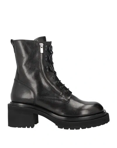 Officine Creative Italia Woman Ankle Boots Black Size 10 Leather