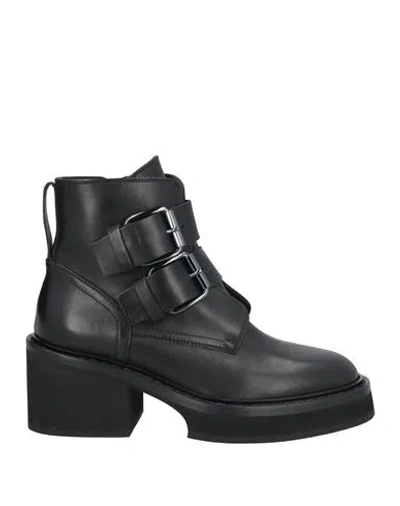 Officine Creative Italia Woman Ankle Boots Black Size 8 Leather