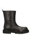 Officine Creative Italia Woman Ankle Boots Black Size 8 Leather In Black