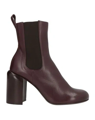 Officine Creative Italia Woman Ankle Boots Burgundy Size 11 Leather In Red