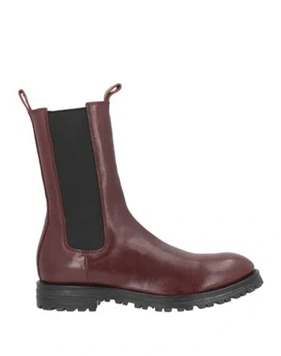 Officine Creative Italia Woman Ankle Boots Burgundy Size 6 Leather In Black