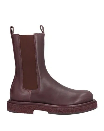 Officine Creative Italia Woman Ankle Boots Burgundy Size 8 Leather In Red