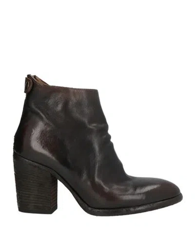 Officine Creative Italia Woman Ankle Boots Dark Brown Size 6 Leather In Black