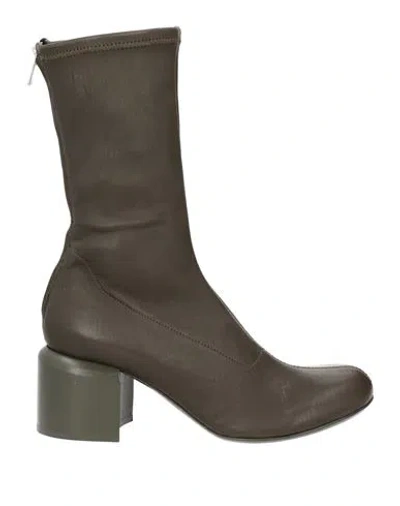Officine Creative Italia Woman Ankle Boots Dark Green Size 8 Leather