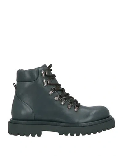 Officine Creative Italia Woman Ankle Boots Dark Green Size 8 Leather