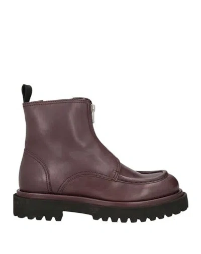 Officine Creative Italia Woman Ankle Boots Deep Purple Size 8 Leather
