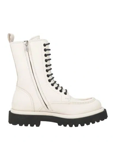 Officine Creative Italia Woman Ankle Boots Ivory Size 6 Leather In White