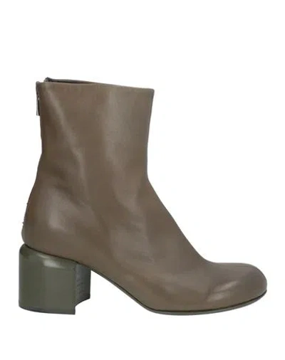 Officine Creative Italia Woman Ankle Boots Khaki Size 11 Soft Leather In Beige