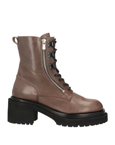 Officine Creative Italia Woman Ankle Boots Khaki Size 6 Leather In Beige