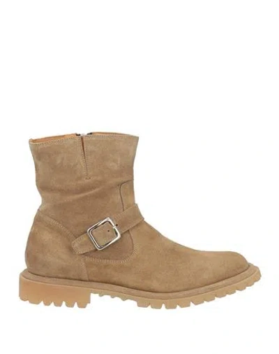 Officine Creative Italia Woman Ankle Boots Khaki Size 8 Leather In Beige