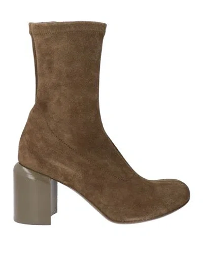 Officine Creative Italia Woman Ankle Boots Military Green Size 5 Leather In Multi