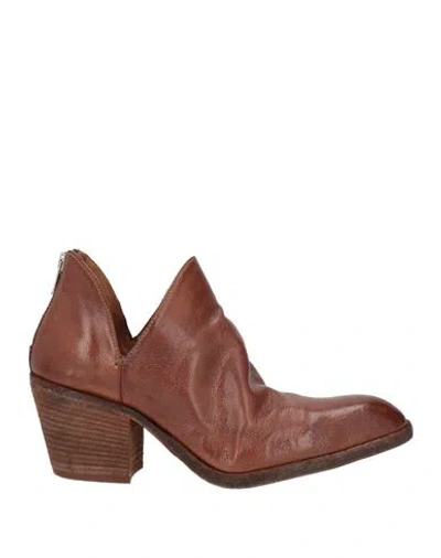 Officine Creative Italia Woman Ankle Boots Tan Size 7 Leather In Brown