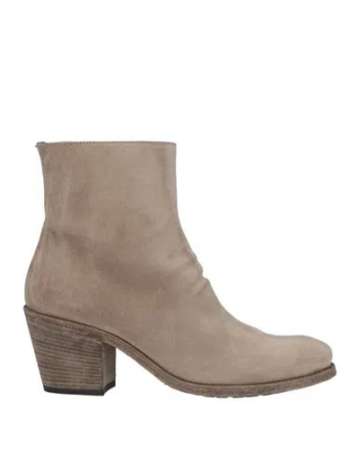 Officine Creative Italia Woman Ankle Boots Taupe Size 10 Leather In Gray