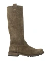 Officine Creative Italia Woman Boot Khaki Size 8 Leather In Beige