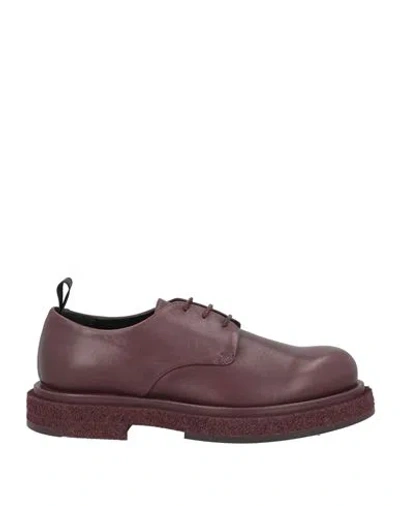 Officine Creative Italia Woman Lace-up Shoes Burgundy Size 7 Soft Leather In Red