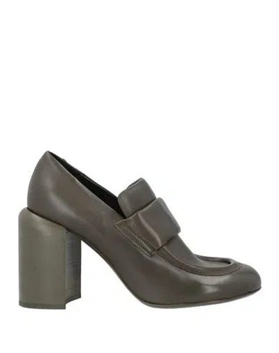 Officine Creative Italia Woman Loafers Dark Green Size 9 Leather