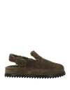 Officine Creative Italia Woman Mules & Clogs Dark Green Size 6 Leather