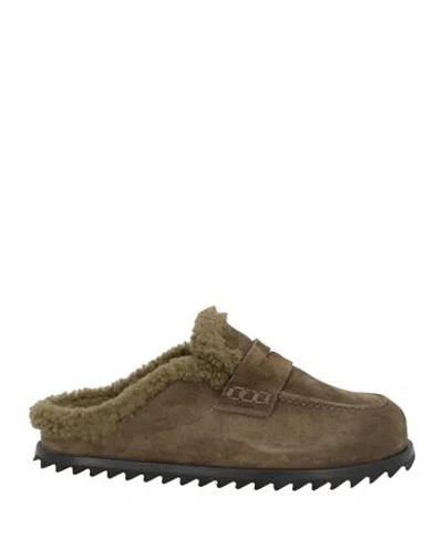 Officine Creative Italia Woman Mules & Clogs Military Green Size 10 Leather In Military Green