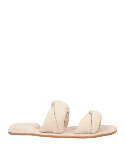 Officine Creative Italia Woman Sandals Beige Size 7.5 Soft Leather