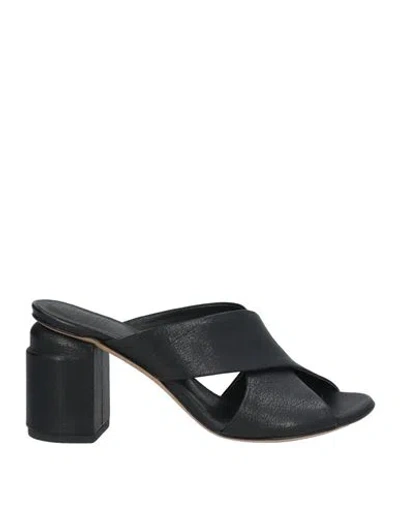 Officine Creative Italia Woman Sandals Black Size 6 Soft Leather