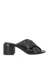 Officine Creative Italia Woman Sandals Black Size 7 Leather In Black
