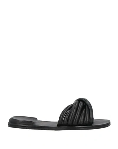 Officine Creative Italia Woman Sandals Black Size 8 Leather